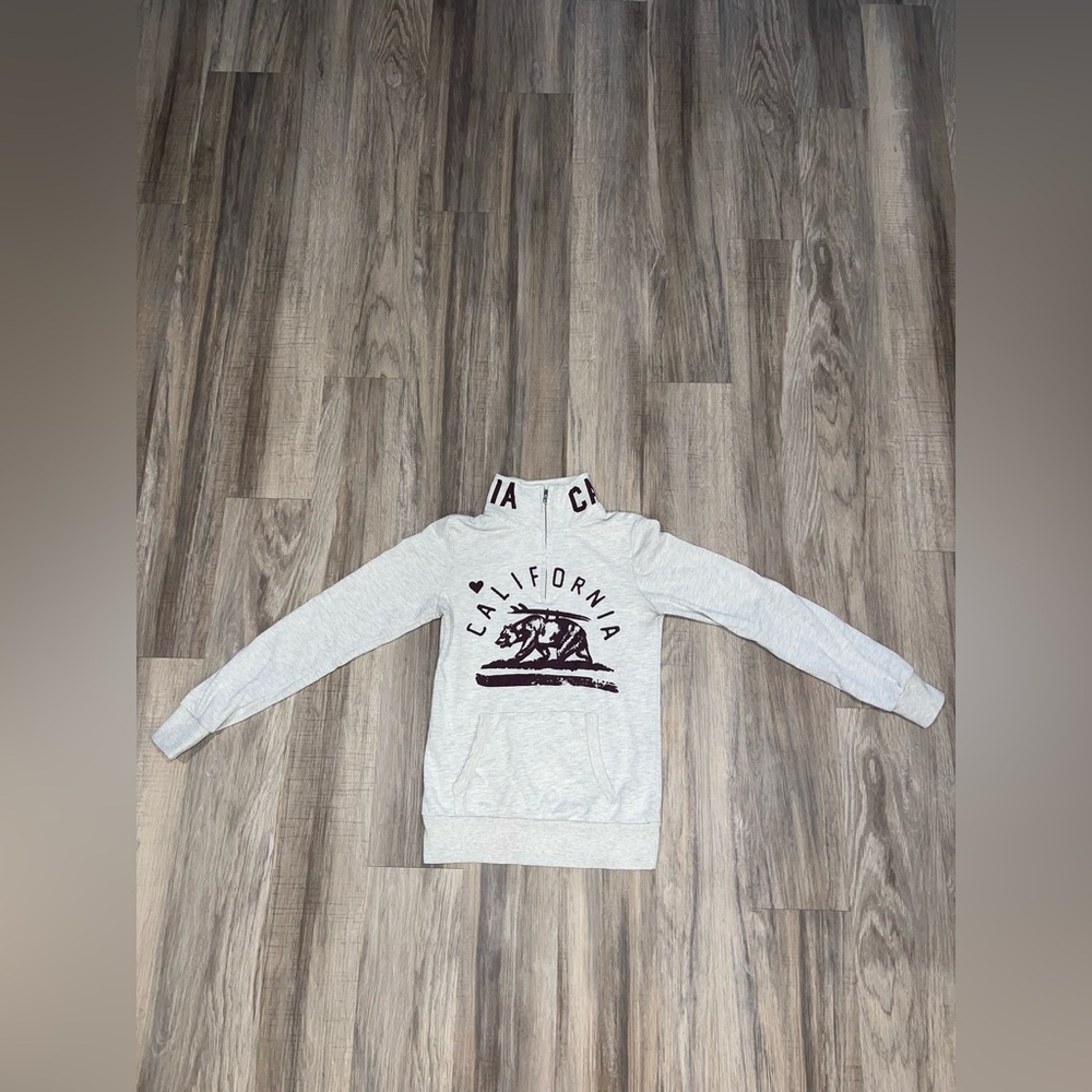 Reflex Gray California graphic quarter zip hoodie